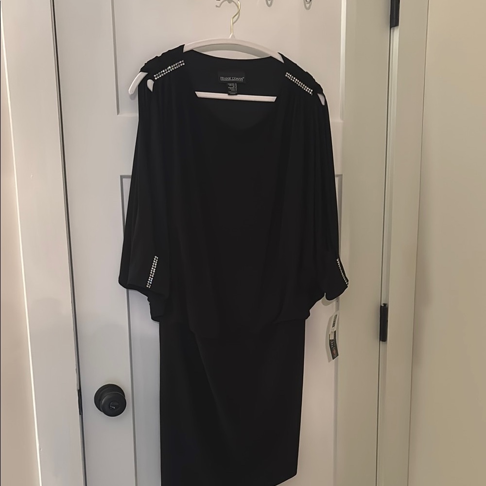 Frank Lyman Design Black Sheath Dress with Dolman Sleeves